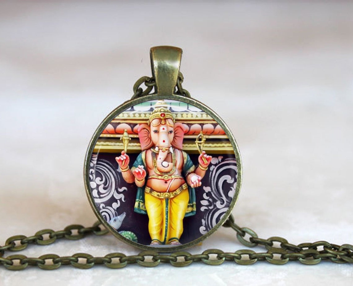 Ganesha Pendant Hindu Ganesh God Necklace Indian God Etsy