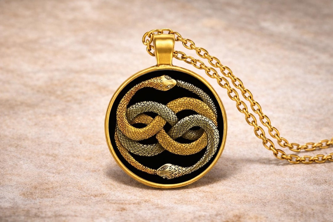 Neverending Story Auryn Pendant – Ouroboros Fantasy Necklace, Gift
