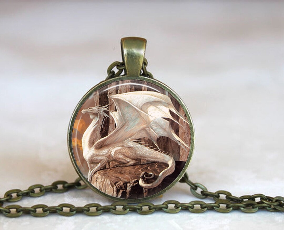 White Dragon Necklace, Snow Dragon Jewelry Dragon Jewellery Dragon Art Pendant Fantasy Art
