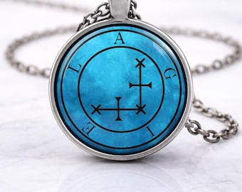 AGIEL Sigil Pendant – Turquoise Occult Talisman Necklace – Free Gift Box Included