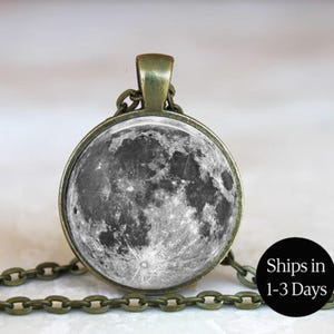 Full Moon Pendant Necklace: Celestial Jewelry, Keychain Available