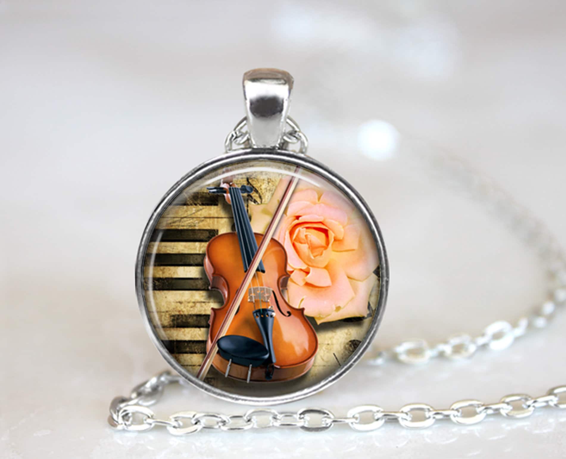 Violin Necklace Violin Pendant Violin Jewelry Musical Etsy