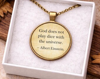 Colgante con cita de Albert Einstein – Collar inspirador – Joyería de ciencia y filosofía
