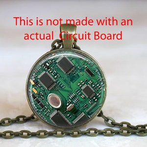 Circuit Board Image Pendant: Tech Key Chain or Necklace