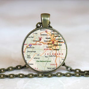 Collier de carte du Colorado, pendentif du Colorado pendentif de l’État du Colorado carte de la carte bijoux collier de cartes des montagnes Rocheuses (000)