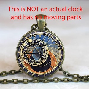 Prague Astronomical Clock Pendant: Steampunk Orloj Necklace