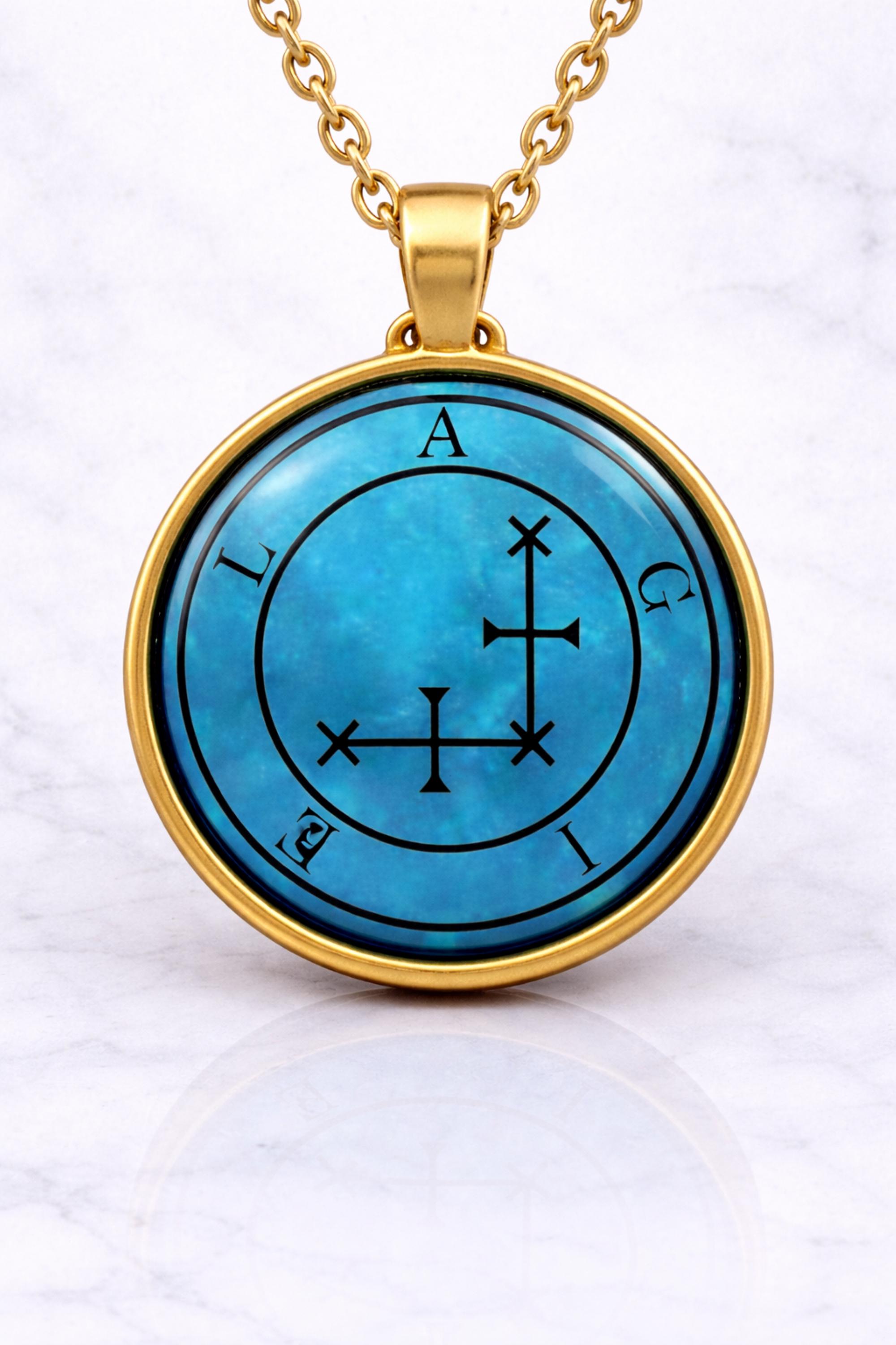 AGIEL Sigil Pendant – Turquoise Occult Talisman Necklace – Free Gift ...