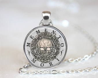 Memento Mori Skull Pendant Necklace: Magick Occult Jewelry