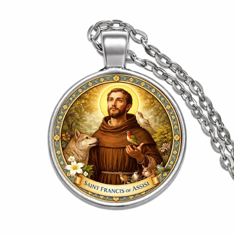Saint Francis of Assisi Pendant Necklace, Patron of Animals Charm - Etsy