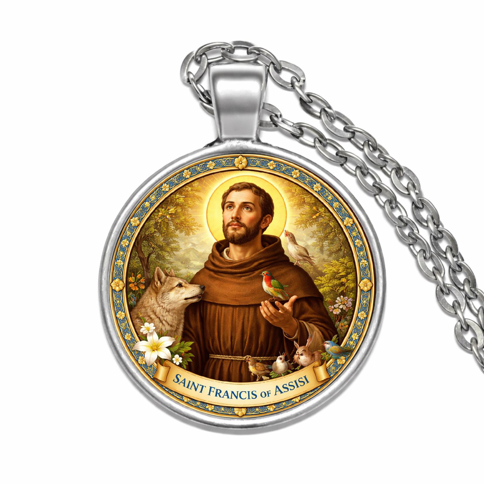 Saint Francis of Assisi Pendant Necklace, Patron of Animals Charm - Etsy