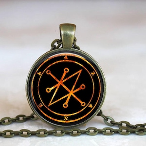 Azazel Sigil Necklace: Satanic Occult Seal Pendant, Witchcraft Ritual