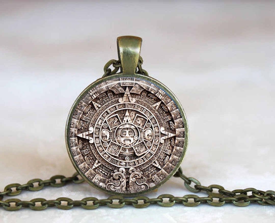 Mayan Calendar Necklace, Mayan Calendar Pendant, Mayan Calendar Jewelry