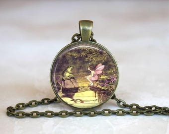 Frog and Fairy Pendant Necklace: Whimsical Charm Jewelry