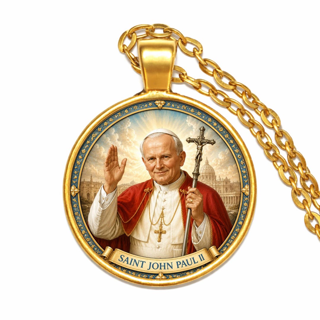 Saint John Paul II Pendant Necklace: Catholic Religious Faith Jewelry ...