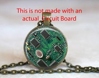 Circuit Board Image Pendant: Tech Key Chain or Necklace