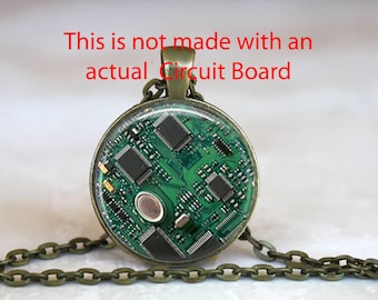Circuit Board Image Pendant: Tech Key Chain or Necklace