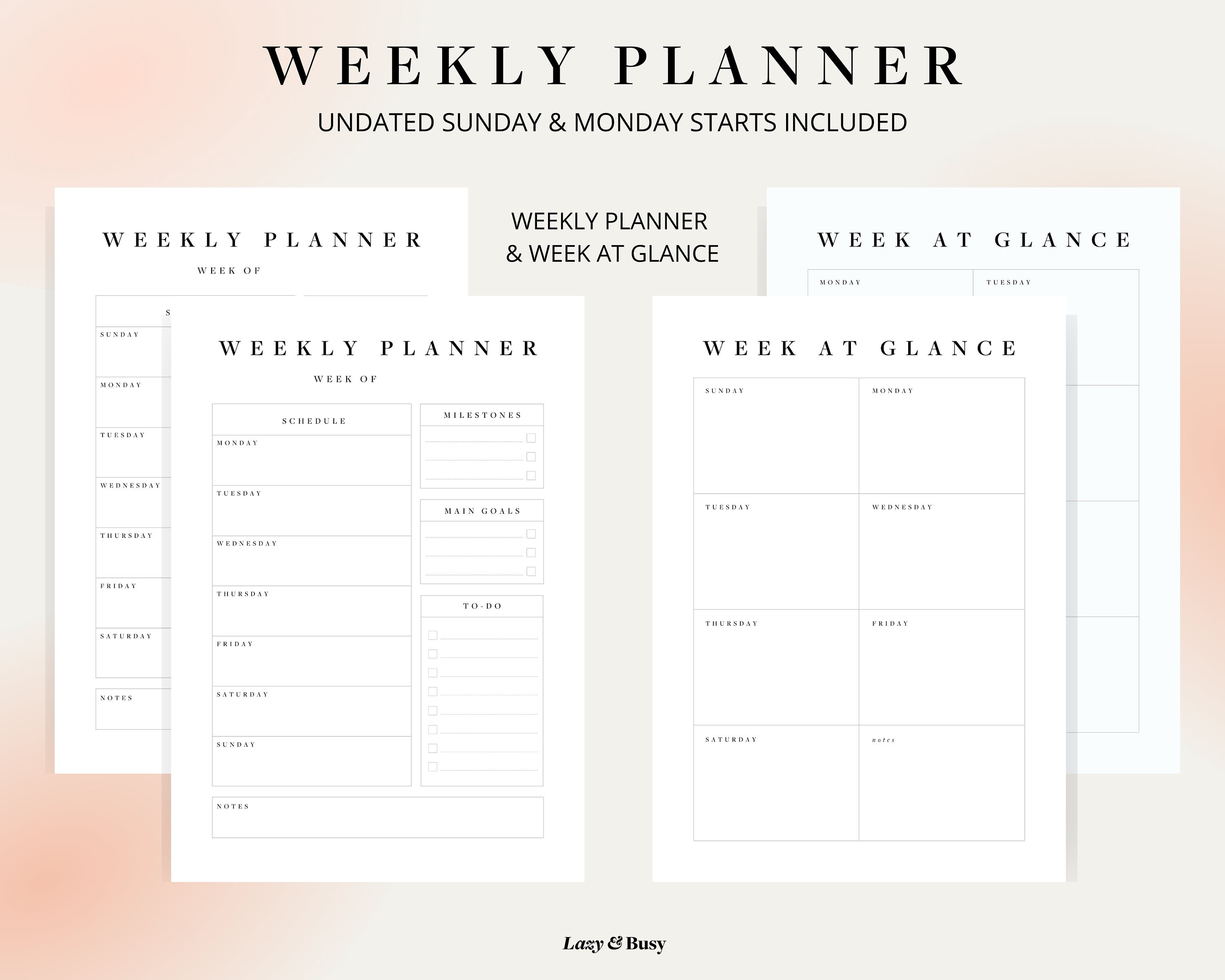 Printable Productivity Planner Bundle Daily Weekly Monthly Quarterly ...