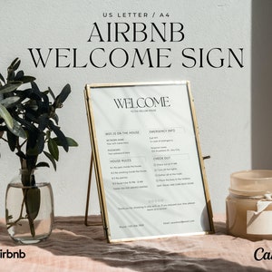 Plantilla Canva del signo de bienvenida de AirBnb, Guía de bienvenida de Airbnb, Guía de bienvenida de alquiler a corto plazo, Salida, Reglas de la casa, Cartel de AirBnb, Signo Wifi