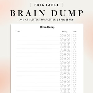 Brain Dump Printable Pages | Checklist Notebook | Undated Daily To-Dos | Task Organizer, Brain Dump | Minimal Planner to Get Stuff Done