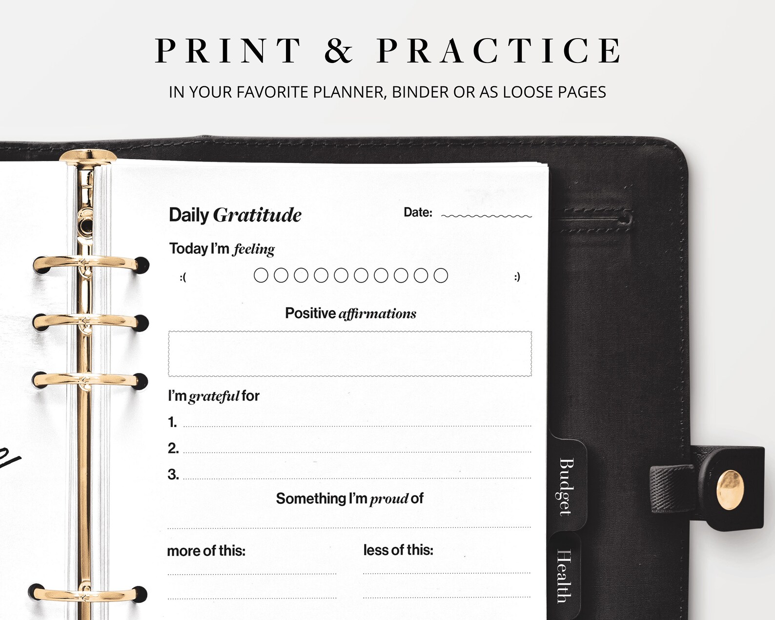 Daily Gratitude Printable Daily Check-in Self-care Mindset Goals Health ...