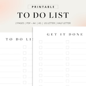 Lista de tarefas para impressão | Lista mínima de tarefas | Planejador diário de lista de tarefas | Lista de tarefas | Inserções para impressão em tamanho carta meio tamanho A5 A4 | PDF | Download