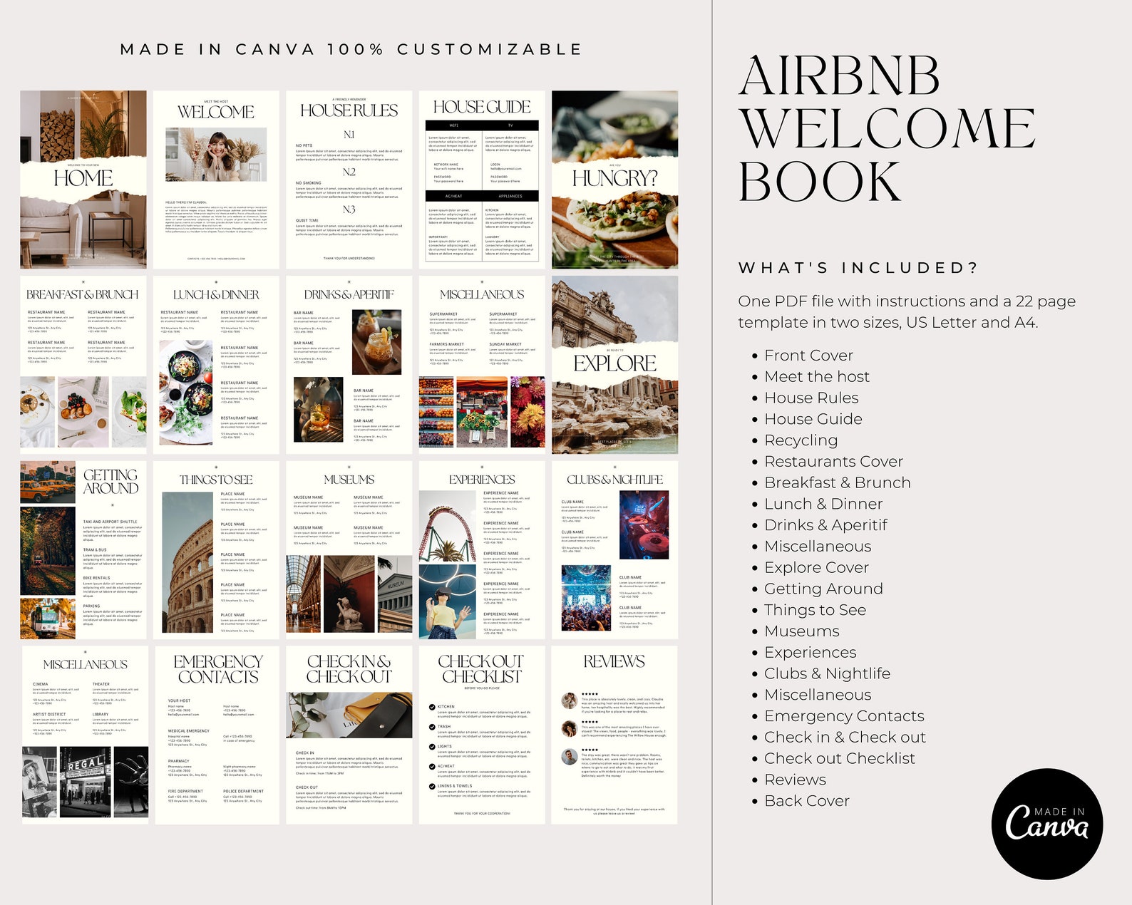 Airbnb Book Canva Template, House Manual, Property Rental Guest
