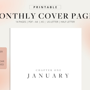 Capas mensais para impressão | Calendário 2022 | Bullet Journal para impressão | Mínimo e elegante | Inserções para impressão em letra A4 A5 | Baixar PDF