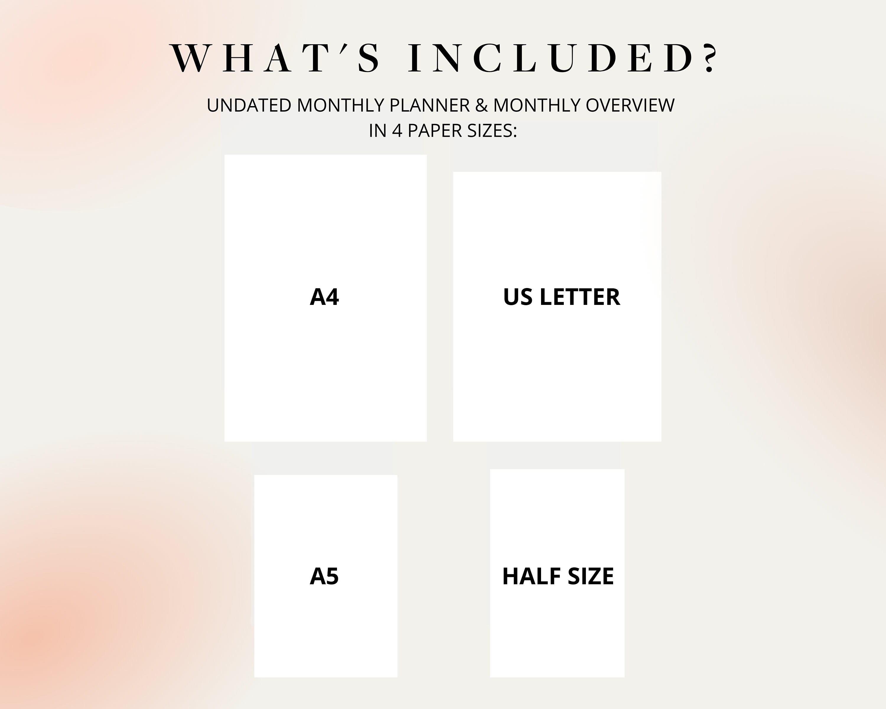 Monthly Planner Printable Undated Minimalist Planner Inserts Monthly ...