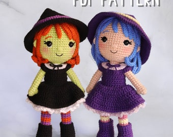 Lily the Witch amigurumi PATTERN, cute Halloween witch amigurumi crochet tutorial
