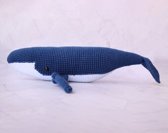 Amigurumi whale, crochet animal plush toy for kids, crocheted blue whale toy, crochet cetacea for sea animal lovers