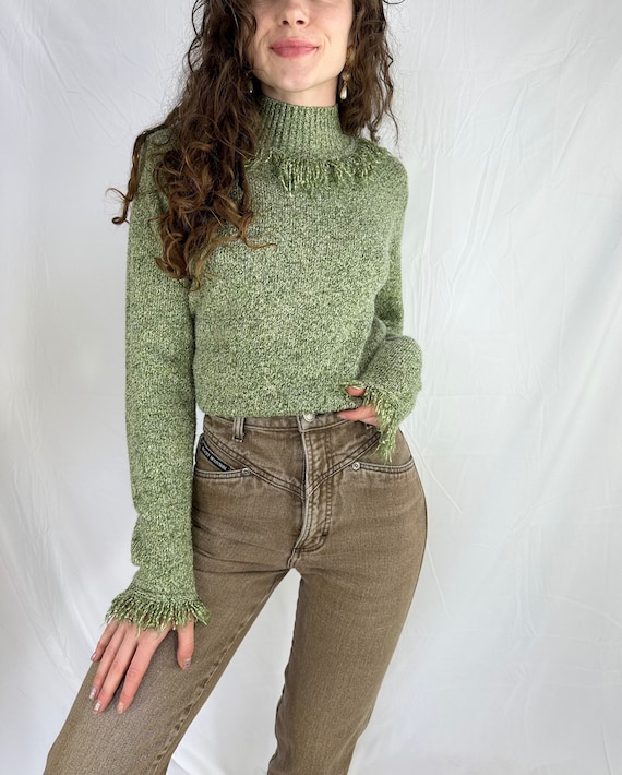 vintage 90s green turtleneck - Gem