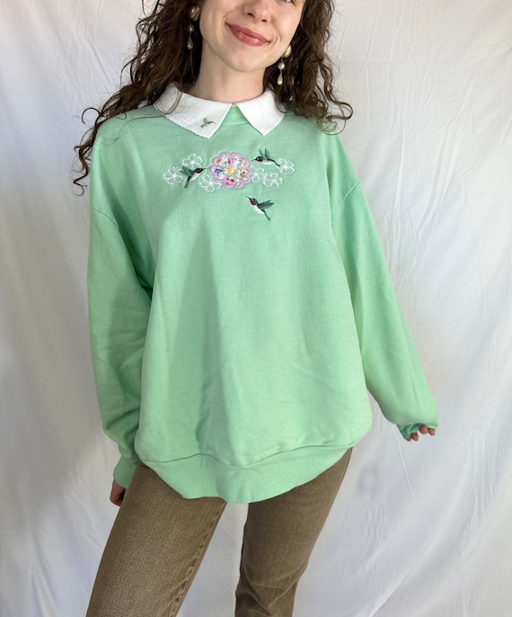 0090~Glittered Embroidered Sweatshirt main image 1