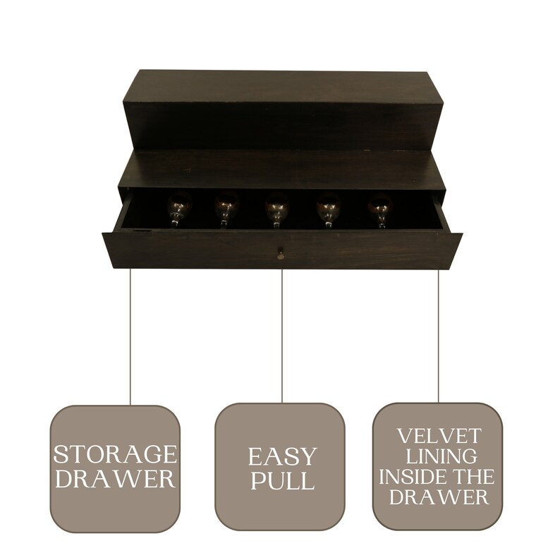 Handmade Liquor Bottle Display With Drawer Liqour Display Bar Organizer