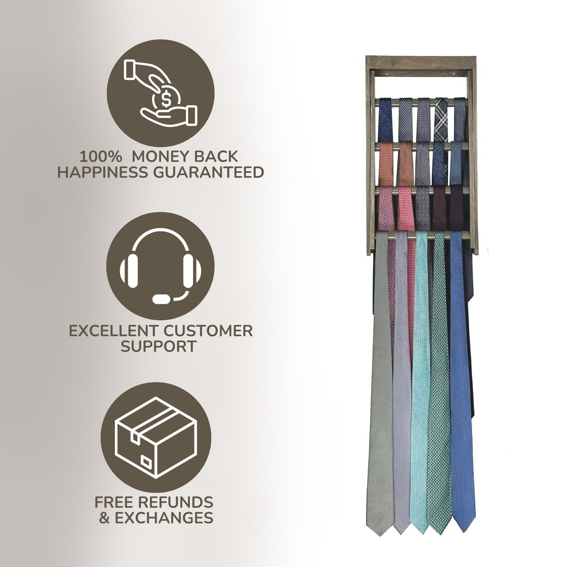 Tie Rack Wall Mounted Tie Rack tie Holder Portacravatte Etsy