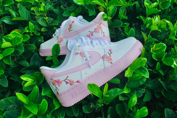 pink air forces with flowers
