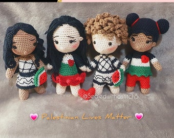 Handgehaakt Palestina Amigurumi popje *Donaties voor Gaza*