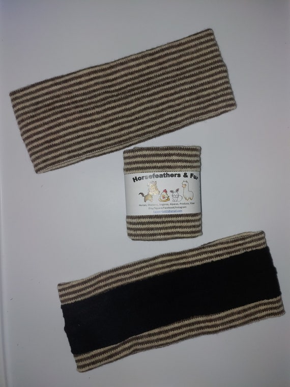Alpaca Headband - Striped Fleece Lined