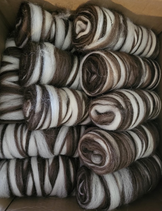 Roving - Brown and Cream Alpaca