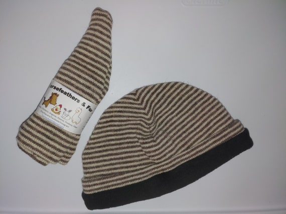 Alpaca Beanie - Striped Fleece Lined