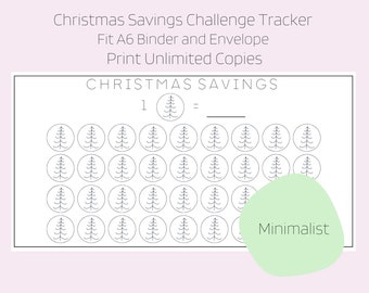 Minimalist Christmas Challenge for A6 Cash Envelopes | Printable | Fits in A6 Budget Binder | Budget Binder Insert | Cash Envelopes