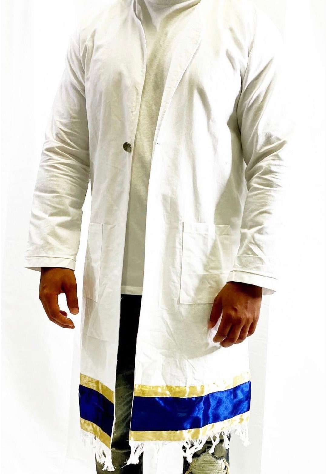 Hebrew Israelite Jacket With Fringes Hebrew 12 Tribes of Israel Scripture  Clothing 