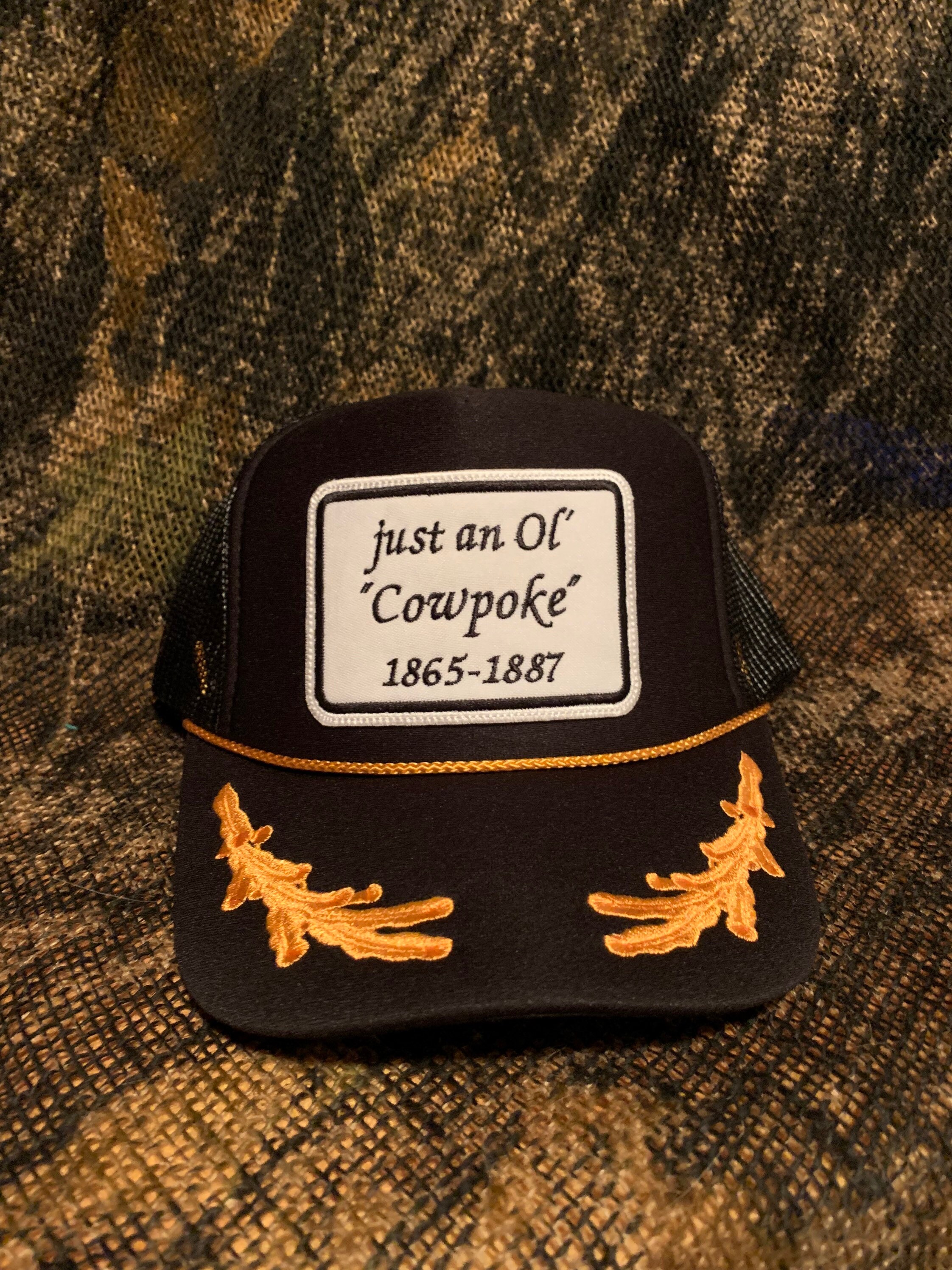 Just An OL Cowpoke Patch on A Vintage Scrambled Eggs Adjustable Trucker Hat