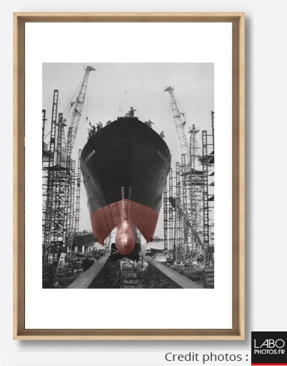 Photographie Ancienne Noir et Blanc - Touche Couleur Industries 01 Caisse Américaine Chêne Décoratio