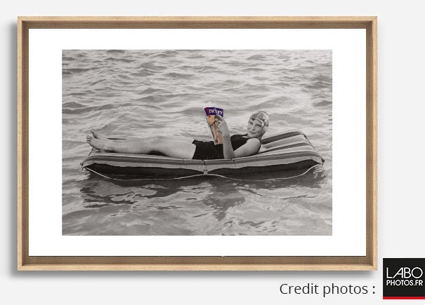 Photographie Ancienne Noir et Blanc - Touche Couleur Mer 79 Caisse Américaine Chêne Décoration Mural