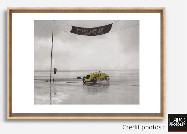 Photographie Ancienne Noir et Blanc - Touche Couleur Automobile 10 Caisse Américaine Chêne Décoratio