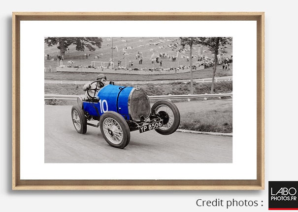 Photographie Ancienne Noir et Blanc - Touche Couleur Automobile 82 Caisse Américaine Chêne Décoratio