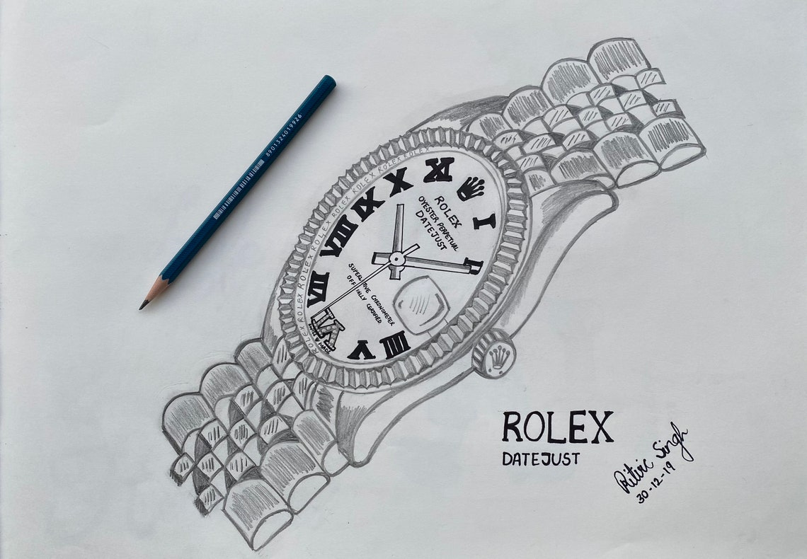 Rolex Datejust 126333 handmade original sketch drawing | Etsy