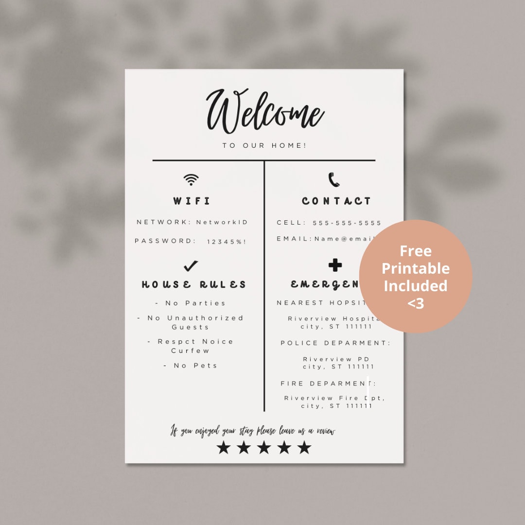Airbnb Welcome Guide Template for Canva Aesthetic Design Free Printable ...