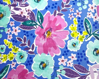 Cotton Flowers Fabric Bright Floral Fabric Rainbow Floral Cotton Fabric Fabric By The Yard Floral