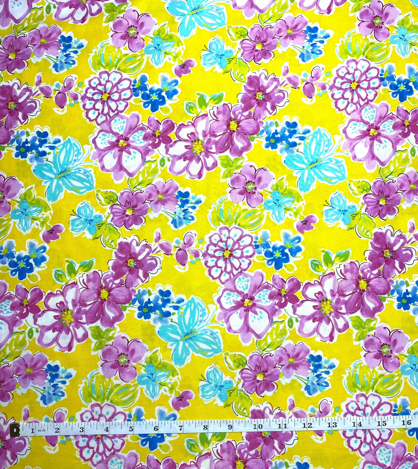 Spring Floral Print Cotton Fabric Etsy